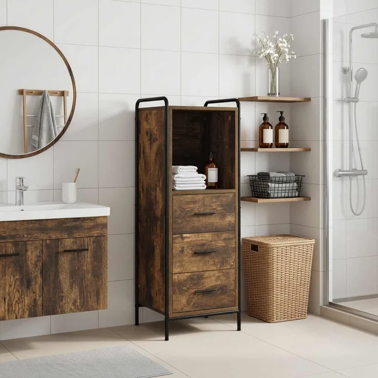 vidaXL Badezimmerschrank Räuchereiche 40 x 36 x 109,5 cm Holzwerkstoff 8014048