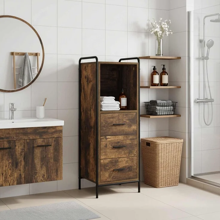 vidaXL Badezimmerschrank Räuchereiche 40 x 36 x 109,5 cm Holzwerkstoff 8014048 – Bild 1