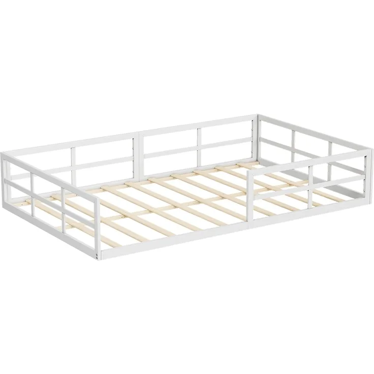 Bodenbett aus Metall Minno Weiß 205 x 125 cm ohne Matratze Vitalispa