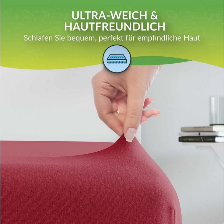 etérea Comfort Jersey Spannbettlaken Kirsche 180x200 cm - 200x200 cm – Bild 3