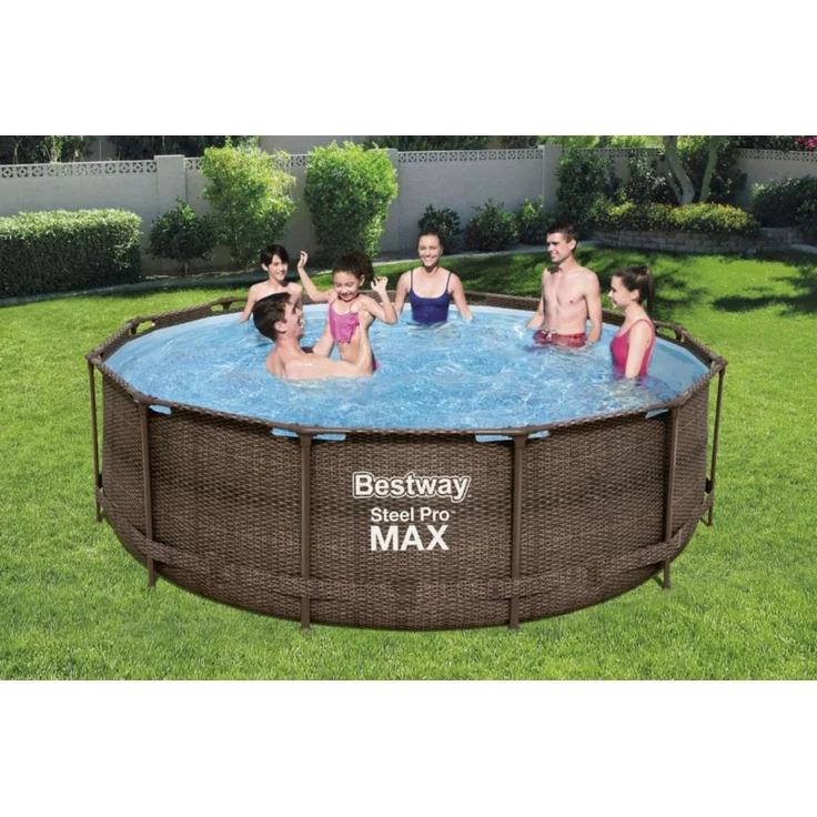 Bestway Steel Pro Max Frame Pool Komplettset Deluxe, rund, Rattan-Optik, 366 x 100 cm – Bild 6
