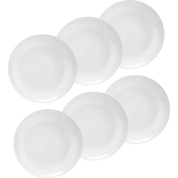 Annastore Geschirr-Set 6er Set Opalglas Teller - Speiseteller Suppenteller Dessertteller, 6 Personen, Schalen, Müslischalen, Bruchfest, Stoßfest, Weißes Geschirr