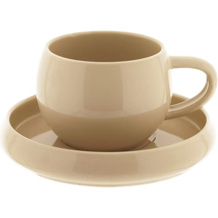 Lissa Bonna Biscuit Kaffeetassen mit Untertellern - 12-teiliges-Set in Beige, 215 ml – Bild 1