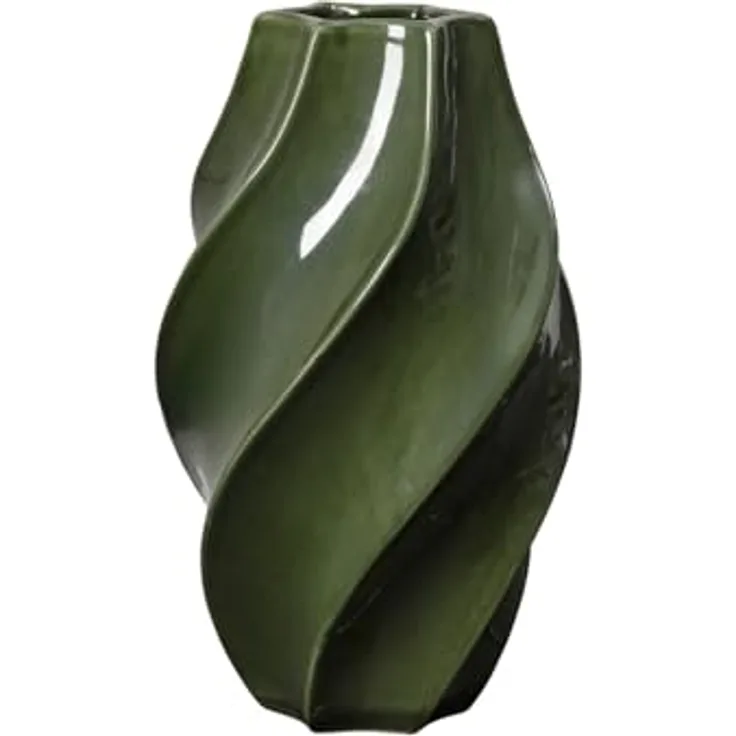 broste Copenhagen Odette Vase, Hunter Green, 32 cm aus Steingut im skandinavischen Design