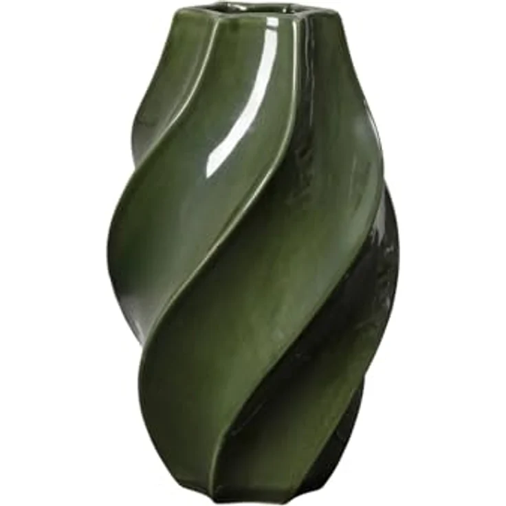 broste Copenhagen Odette Vase, Hunter Green, 32 cm aus Steingut im skandinavischen Design – Bild 1