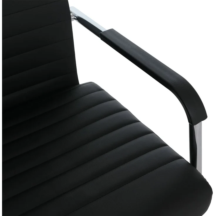 2er-Set Besucherstuhl HWC-Q85, Konferenzstuhl Freischwinger, Metall Kunstleder 280 g/m² ~ schwarz – Bild 5