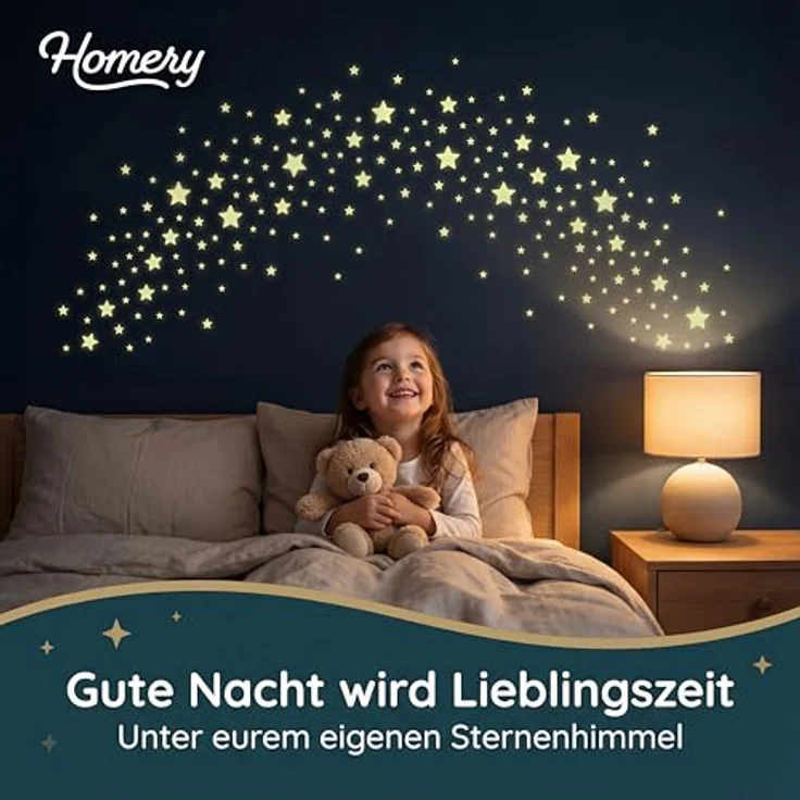 Homery Sternenhimmel 400 Leuchtsterne selbstklebend mit starker Leuchtkraft, fluoreszierende Leuchtsterne Wandtattoo & Wanddeko Aufkleber für Baby, Kinder oder Schlafzimmer (Leuchtsterne) – Bild 3
