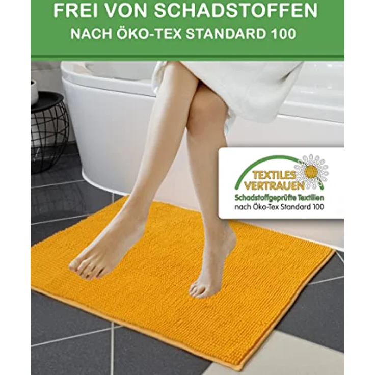 DILUMA Badematte Badematte Chenille 50x80 cm – Badteppich mit kuscheligem Flor, Polyester, rechteckig, Rutschhemmende Beschichtung, schnell trocknend, hohe Saugkraft – Bild 6