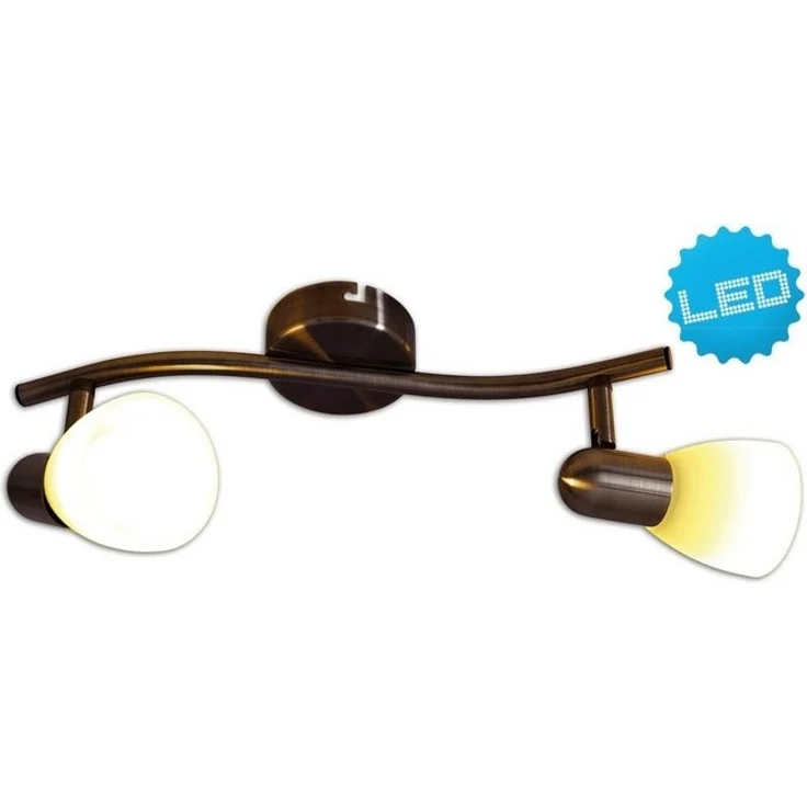 näve LED Deckenspot Mestre, LED wechselbar, Warmweiß, 2er LED Wand-u. Deckenspot, E14, braun, Glasschirm weiß – Bild 4