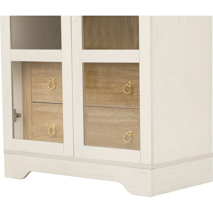 ZUBALIYA Highboard mit verstellbaren Regalböden und Schubladen / Küchenschrank mit transparentem Glas und großem Stauraum, mit ideal für Esszimmer und wohnzimmer und Küche (Weiß) – Bild 15