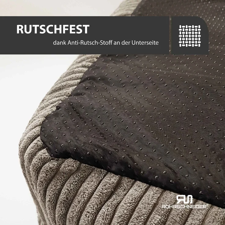 ROHRSCHNEIDER Hundebett - Cord, Hundekorb, Tierbett, Wendekissen, Bezug waschbar, rutschfest Taupe 15x70x49cm – Bild 5