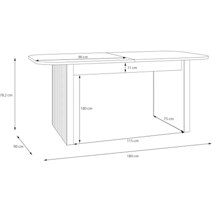 Forte JYTANA Esstisch 180, moderner Esszimmertisch, ausziehbar, Holzwerkstoff, Riva Eiche Holzdekor, 180 cm breit x 76,9 cm hoch x 90 cm tief – Bild 2