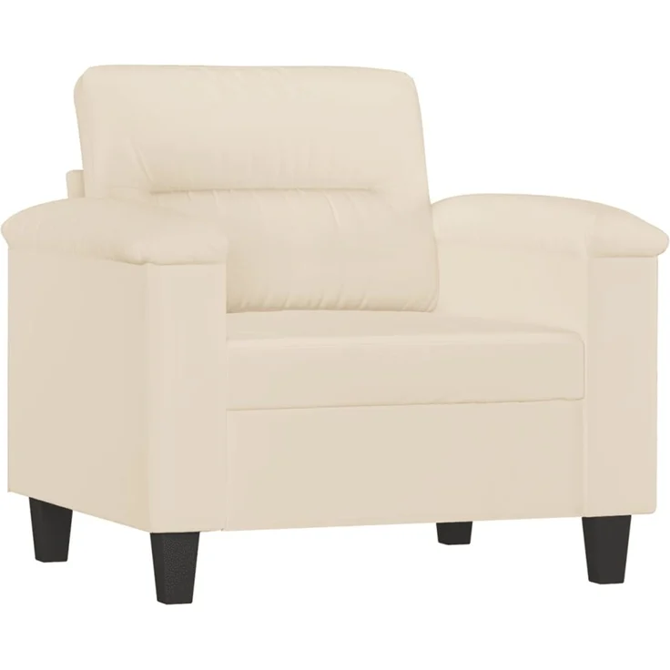 vidaXL Sessel mit Hocker Beige 60 cm Mikrofasergewebe 3201230 – Bild 3