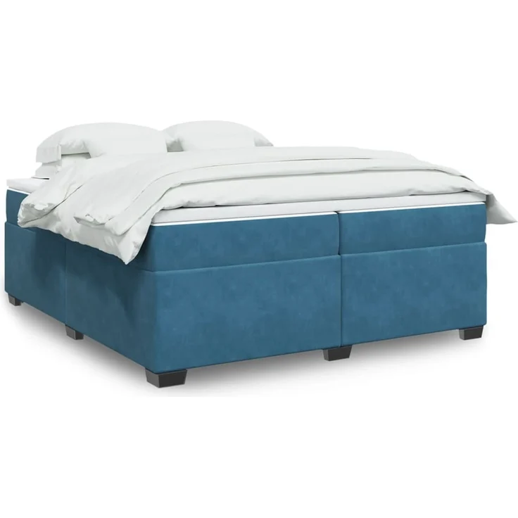 vidaXL Boxspringbett mit Matratze Dunkelblau 200x200 cm Samt 3285309 – Bild 1