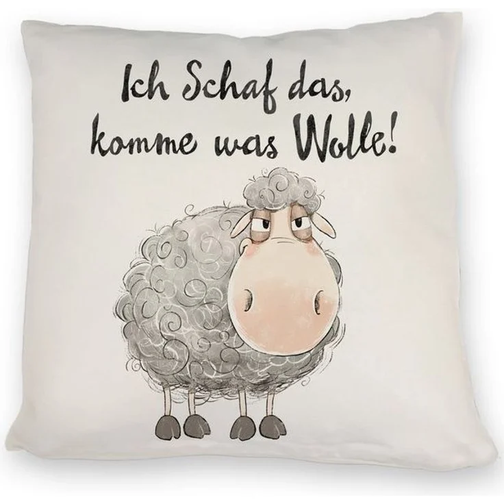 speecheese Dekokissen Schaf Kissen mit Spruch Ich Schaf das komme was Wolle – Bild 2