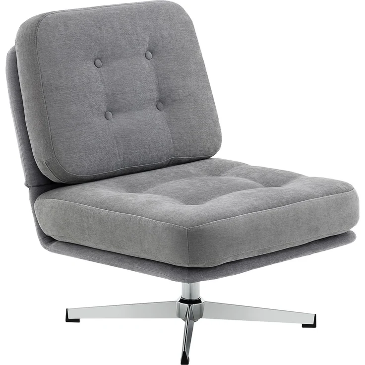 MELAYR, Drehbarer Akzentstuhl, gepolsterter Lesesessel mit Chenille, breitem Sitz, 87 x 70 x 84 cm, Hellgrau – Bild 2