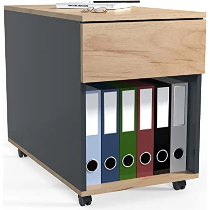 MID.YOU Rollcontainer, Grau, Holzwerkstoff, 1 Schublade, 39x55x70 cm, griffloses Öffnen