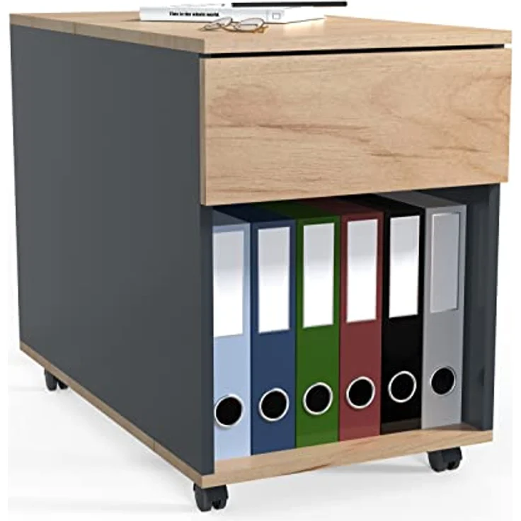 MID.YOU Rollcontainer, Grau, Holzwerkstoff, 1 Schublade, 39x55x70 cm, griffloses Öffnen – Bild 1