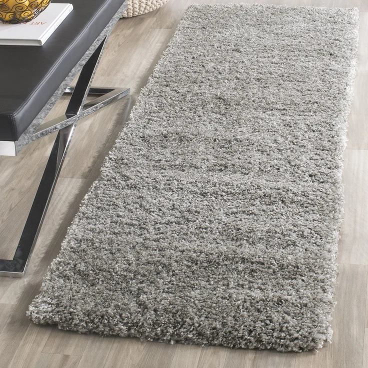 SAFAVIEH Zottelig Teppich für Wohnzimmer, Esszimmer, Schlafzimmer - California Shag Collection, Hoher Flor, Silber, 69 X 213 cm