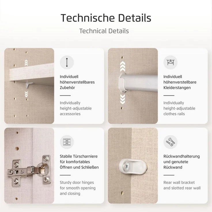 OTTO home Kleiderschrank Schrank Mehrzweckschrank Garderobenschrank Schlafzimmer Möbel THOR (3 verschiedene Ausstattungen BASIC/CLASSIC/PREMIUM (inkl. SOFT-CLOSE) mit farblich passenden, modernen Metallgriffen MADE IN GERMANY – Bild 3