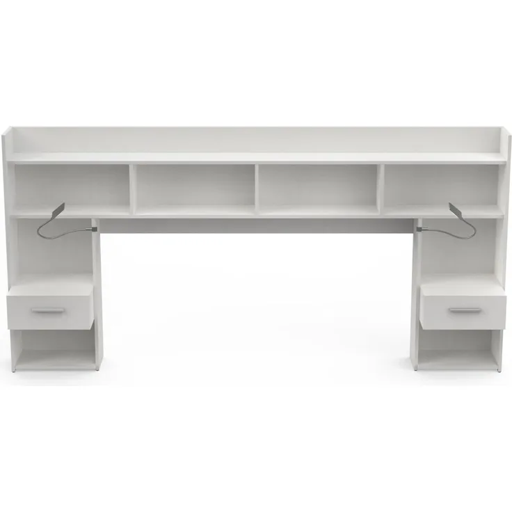 Calicosy Kopfteil mit Nachttischen und integrierten LED-Leselampen Weiß B108,5 cm - CHICAGO - Weiß