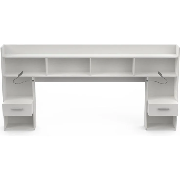 Calicosy Kopfteil mit Nachttischen und integrierten LED-Leselampen Weiß B108,5 cm - CHICAGO - Weiß – Bild 1