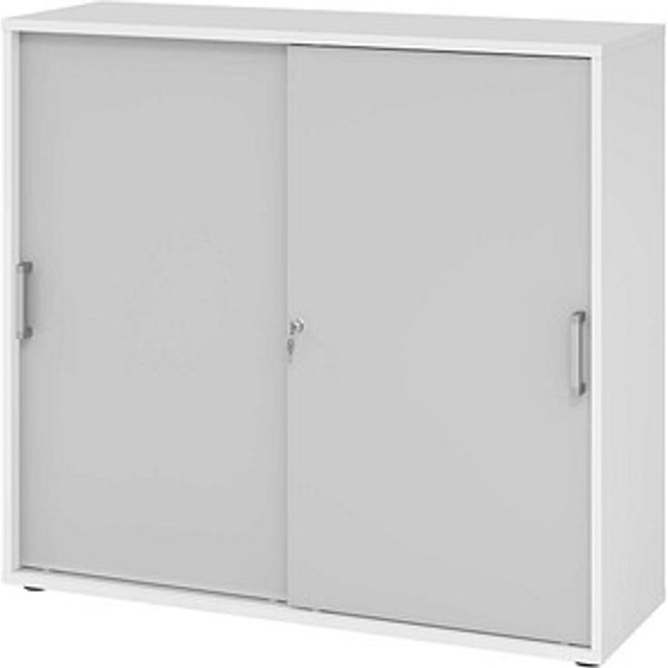 HAMMERBACHER Schiebetürenschrank 1753S, grau/weiß, abschließbar, 2 höhenverstellbare Fachböden, 120 x 40 x 110 cm