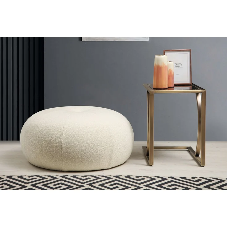 Hanah Home 'Tina - Bouclet White' Pouffe, Bouclet Weiß, 55 x 35 x 55 cm – Bild 1