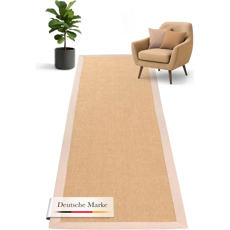 carpetfine Läufer Sisal, rechteckig, Höhe: 5 mm, mit farbiger Bordüre, Anti Rutsch Rückseite – Bild 1