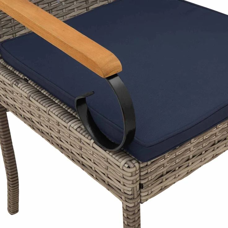 vidaXL Gartenstühle 4 Stk. Grau und Marineblau Poly-Rattan und Akazie 42025888 – Bild 9