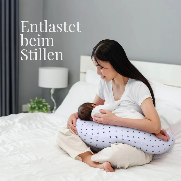 Schwangerschaftskissen - Seitenschläferkissen Weiß ( Sterne Schwarz ) – Bild 7