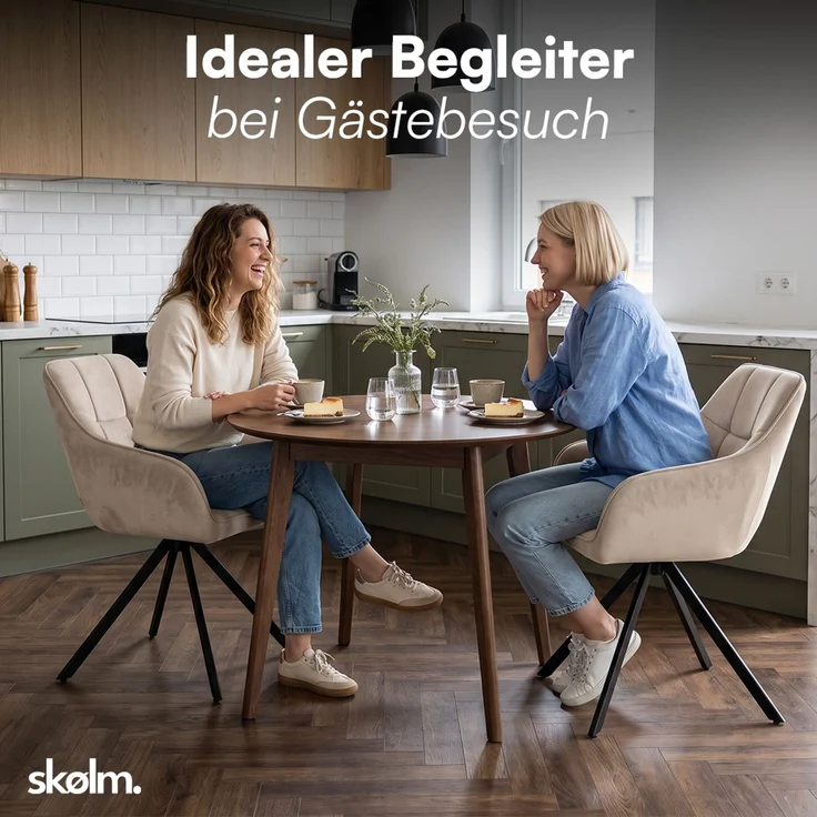 skølm 'Sköll' Esszimmerstühle, 2er Set, macchiato, gepolstert mit Samt-Bezug, höhenverstellbar & drehbar, Polsterstühle mit Armlehnen, bis 150 kg belastbar – Bild 9