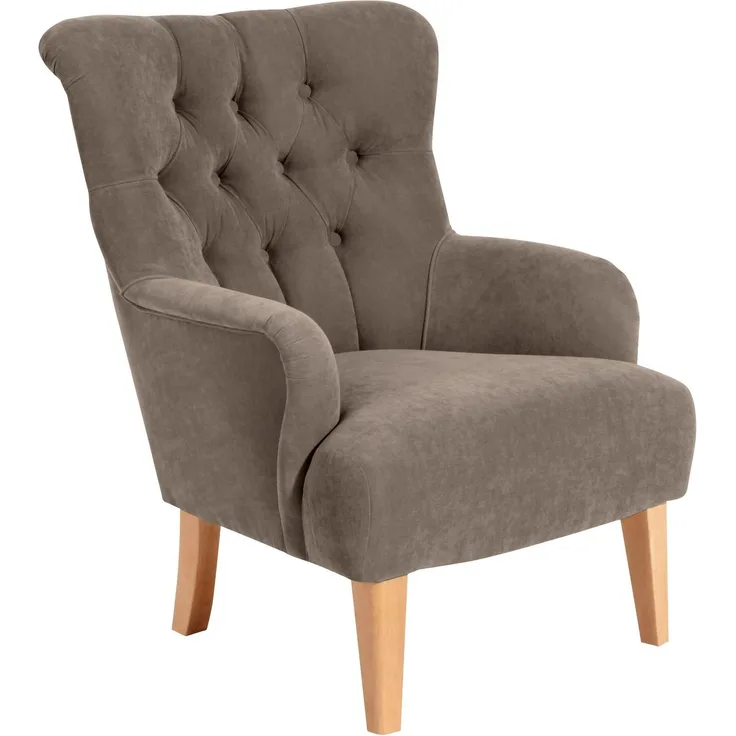 Sessel Kaiya Bezug Veloursstoff Buche natur / sahara 21232