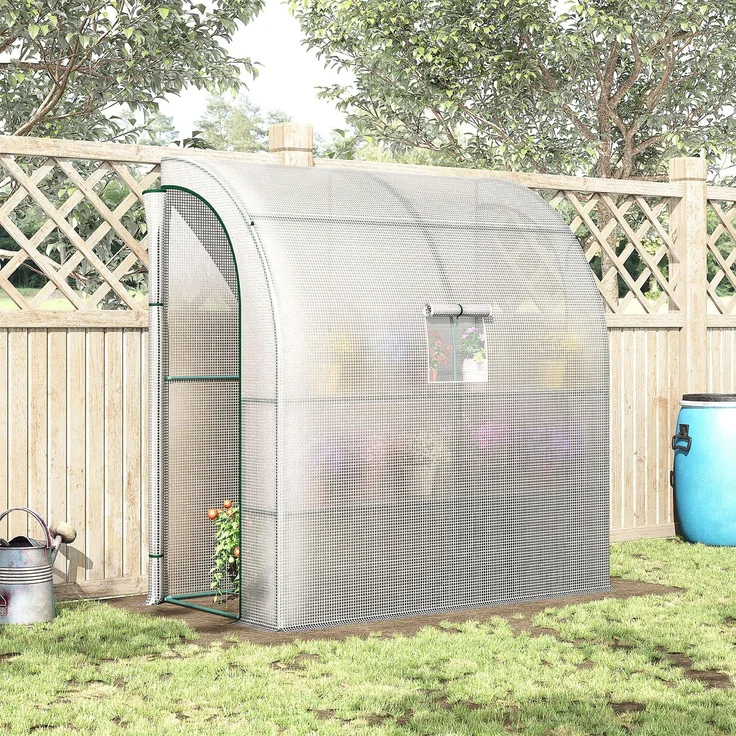 Wohnora-PE-Gartengewächshaus mit 3 Regalböden, Balkongewächshaus, verstärkte 140 g/m²-Folie, weißes Stahlgestell,H 2150cm x T 295cm x B 1000cm,Weiß – Bild 2