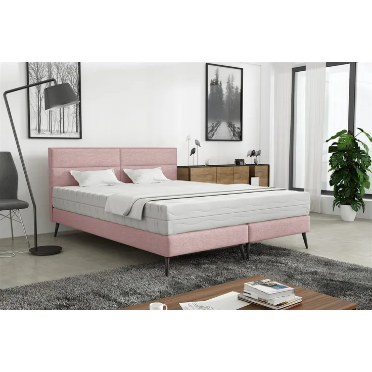 Polsterbett Doppelbett BERGAMO 120x200cm Stoff Gemma Rosa ohne Matratze