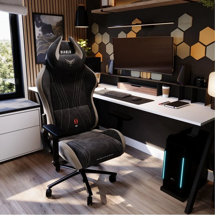 DIABLO CHAIRS Gaming-Stuhl X-Horn 2.0 HDS Kunstleder ergonomisch 3D-Armlehnen Kopfstütze (3D-Armlehnen, Memory-Schaum, HDS Kunstleder, Normal L King XL), Lendenkissen Wippfunktion 160° Metallbasis 2 Größen – Bild 3