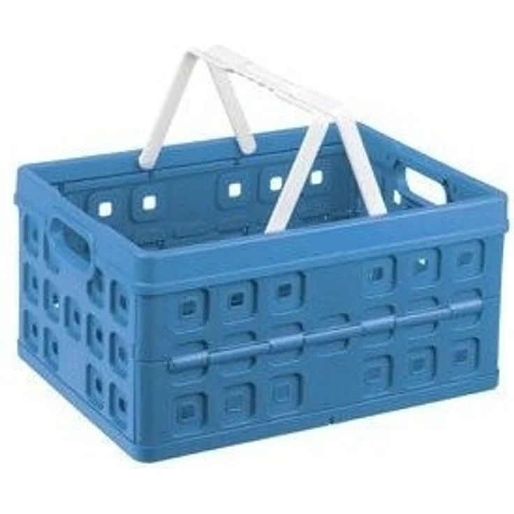 Sunware Klappbox Square 32 L blau/weiß Einkaufsbox Einkaufskorb mit Griffen – Bild 3