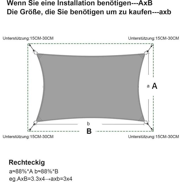 SUNNY GUARD Sonnensegel Rechteckig 2. 5x3. 5m Wasserdicht Sonnenschutz Wetterschutz Segel Baldachin UV Schutz für Balkon Terrasse Garten, Grau Anthrazit – Bild 5