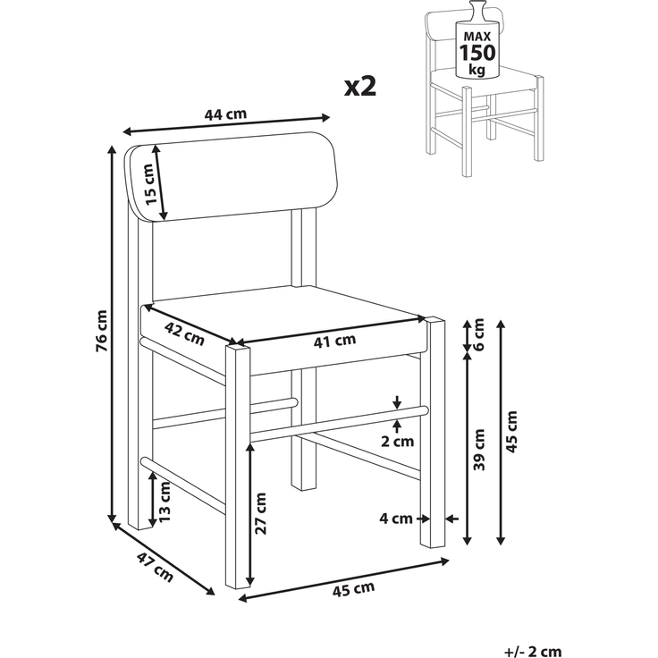 Esszimmerstuhl 2er Set ALLOS Holz Braun – Bild 2