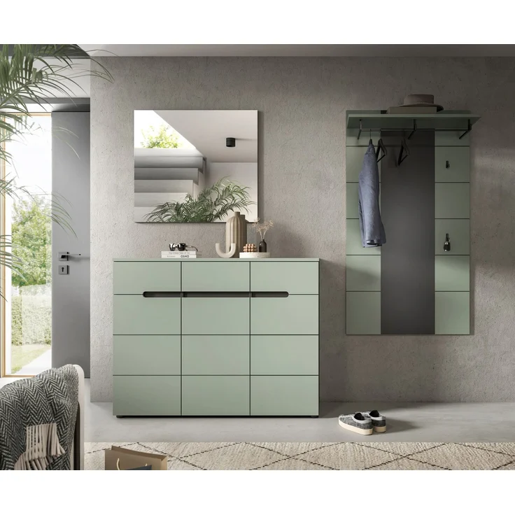 Garderobenkombination (B/H/T: 215x190x37 cm) in Smoke Green Nachbildung – Bild 6