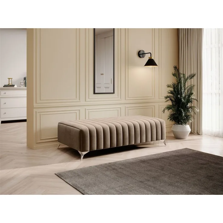 Polsterhocker Designerhocker Hocker ELENI Stoff Monolith Hellbraun