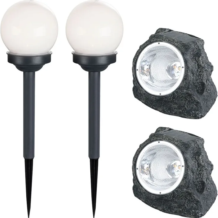4er Set LED Solarleuchten in verschiedenen Designs