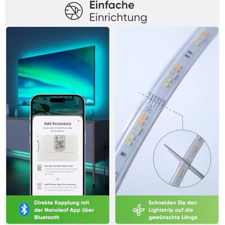 Nanoleaf Essentials Lightstrip Erweiterung, 2M Smart RGBW LED Strip - Thread & Bluetooth, 16 Mio. Farben, Musik & Bildschirm Sync, kompatibel mit Google Home & Apple – Bild 5