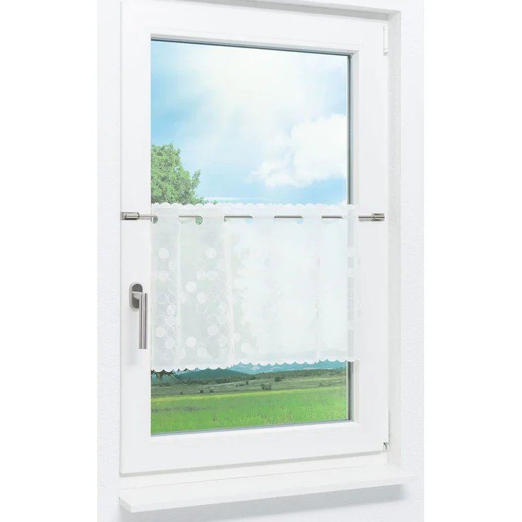 Scheibengardine Plauener Spitze - Kreisrund #1W (Bx H) 156cm * 40cm weiß – Bild 2