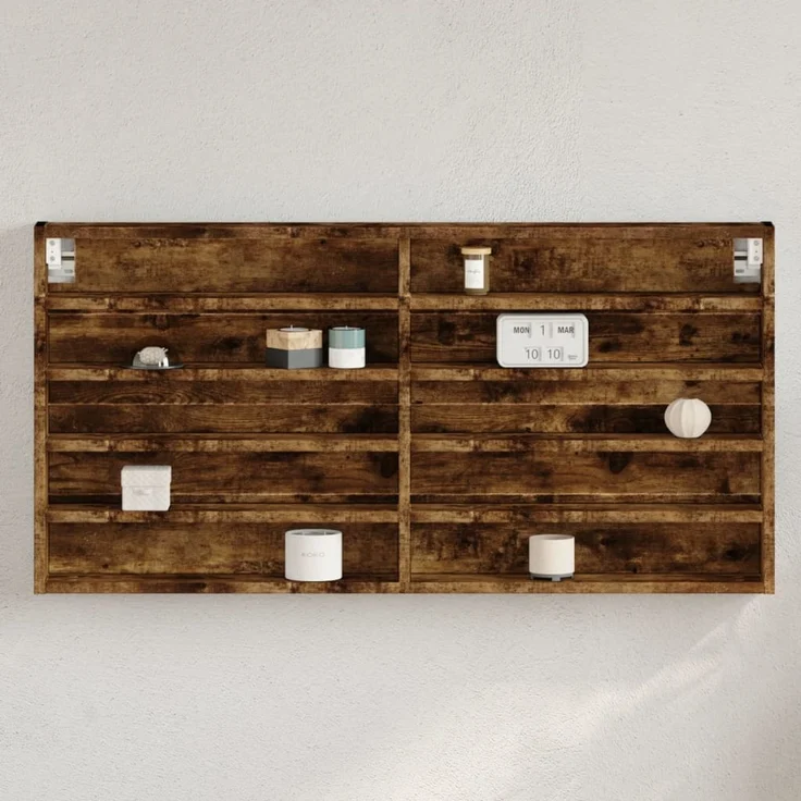 vidaXL Vitrinenschrank Räuchereiche 100x8,5x50 cm Holzwerkstoff 847951 – Bild 1