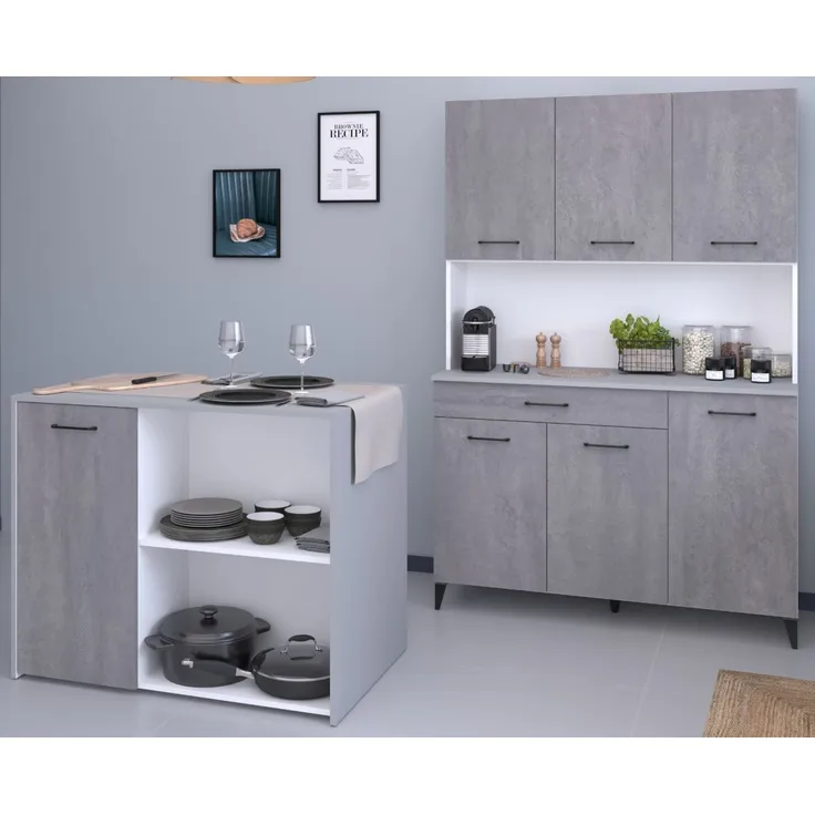 Parisot Küchenschrank Set 2-tlg. Malice in Beton grau und weiß