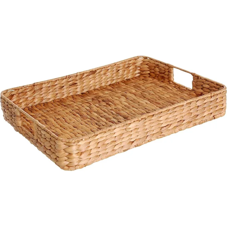 VIVANNO Tablett Wasserhyazinthe TIM, Natur Geflochten 40x30x6 cm, Wasserhyazinthe