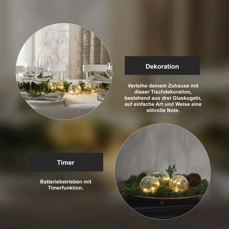 LED Tischleuchte ,Triss', Glas, Batterie und Timer, transparent, warmweiß – Bild 4