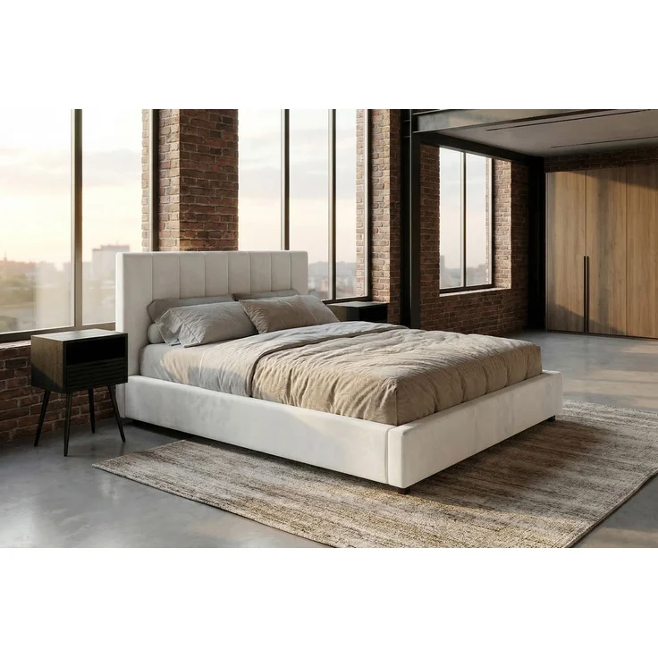 KAWOLA Bett CATTURA Polsterbett Velvet creme 140x200cm mit Lattenrost – Bild 4