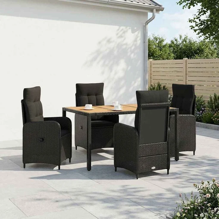 vidaXL Outdoortisch-Set 5 stk. Schwarz 150 x 90 x 75 cm 3422268 – Bild 3